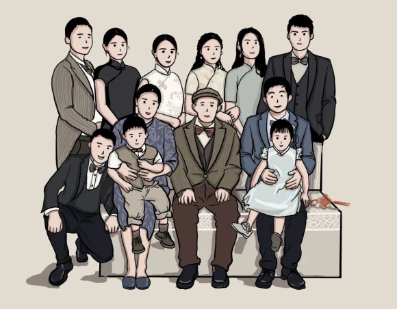 倪丽丽家庭《书香门第》 100×130cm