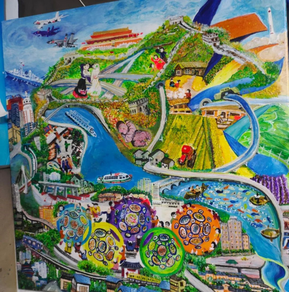 唐英家庭 《大美重庆》 80×80cm