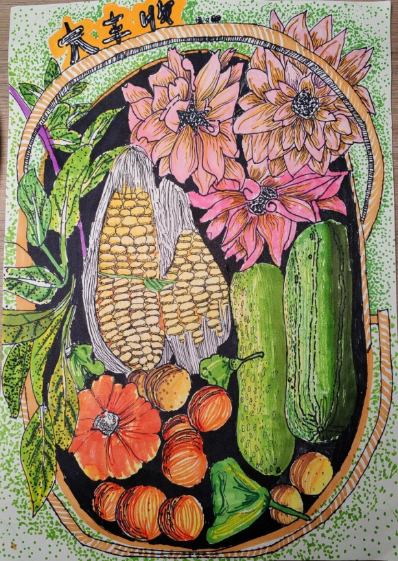 侯又熙家庭 《大美重庆，家园丰收》 29.7×42cm