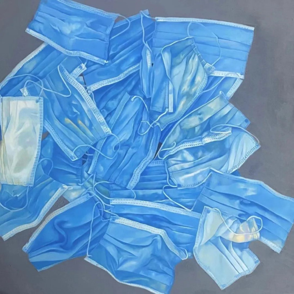 张杰兴家庭 《口罩》 120×120cm