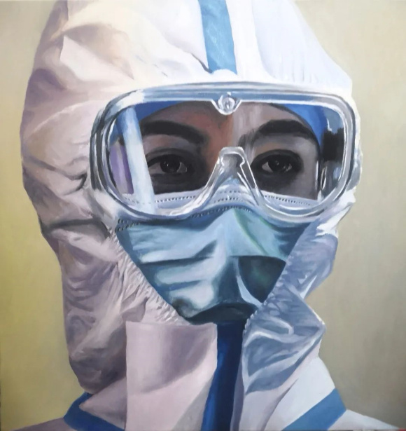 李斌家庭 《美丽的逆行者》 80×80cm