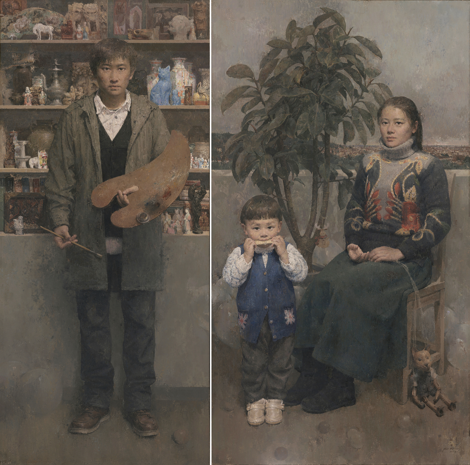 铜奖—获奖作品《家庭系列之花样年华》 布面油画   180cm x 180cm   2019年